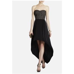 BCBGMAXAZRIA's BLACK TESS STRAPLESS BUSTIER DRESS (TUJ6V738), size 6